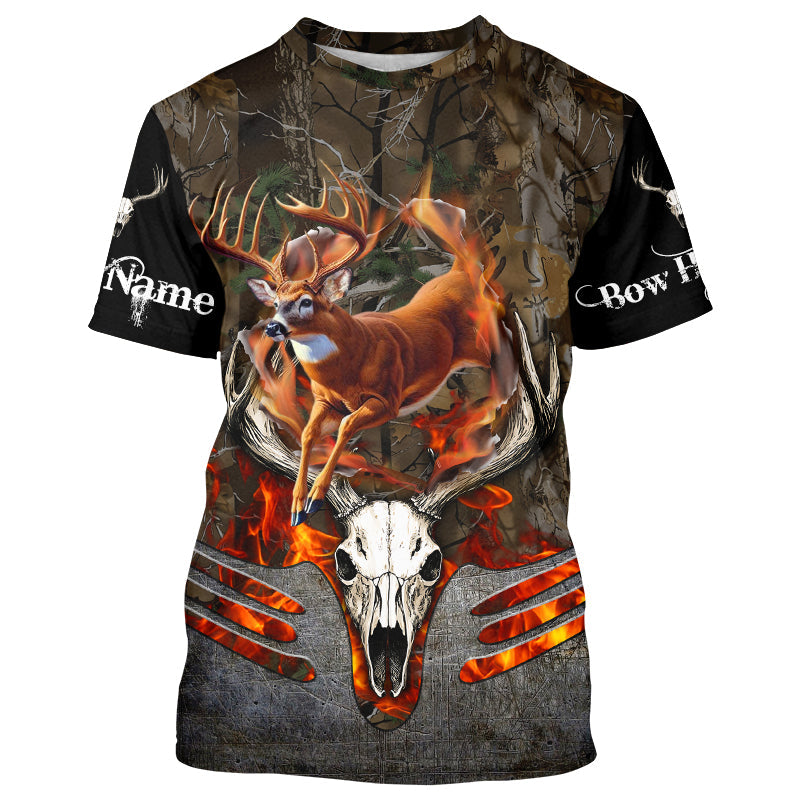 Whitetails Jumping Deer Hunting Camouflage Custom Name Shirts, Best Deer hunting gifts FSD979