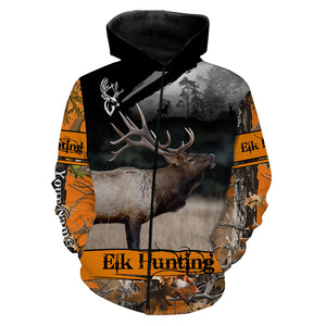 Elk hunting orange camouflage custom name shirts for hunters, Personalized elk hunting gifts FSD51