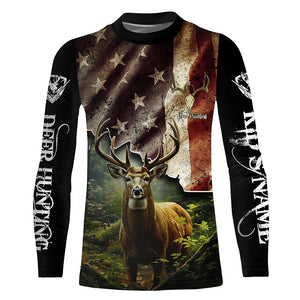 White-tailed Deer hunting American flag custom name Patriotic hunting Shirts, Hunting Gifts for hunters FSD2