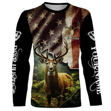 Load image into Gallery viewer, White-tailed Deer hunting American flag custom name Patriotic hunting Shirts, Hunting Gifts for hunters FSD2