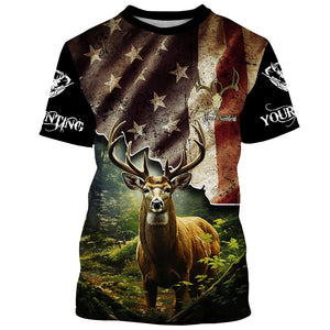 White-tailed Deer hunting American flag custom name Patriotic hunting Shirts, Hunting Gifts for hunters FSD2