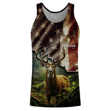 Load image into Gallery viewer, White-tailed Deer hunting American flag custom name Patriotic hunting Shirts, Hunting Gifts for hunters FSD2