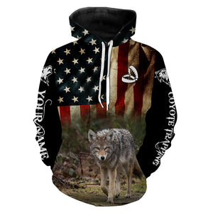 Coyote Trapping American Flag Custom Name 3D All over print shirts, Personalized trapping shirt gift FSD3060