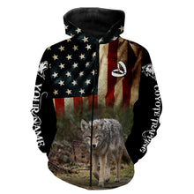 Load image into Gallery viewer, Coyote Trapping American Flag Custom Name 3D All over print shirts, Personalized trapping shirt gift FSD3060