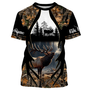 Best Elk Hunting Camouflage Custom Name Shirts for Hunters, Personalized Hunting Shirts FSD1812