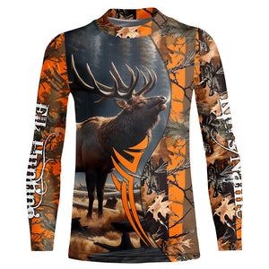 Elk hunting Orange camouflage custom Name all over print Shirts, Personalized gifts for hunter FSD1825