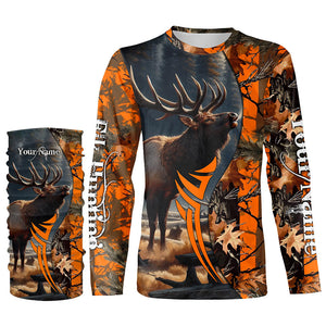 Elk hunting Orange camouflage custom Name all over print Shirts, Personalized gifts for hunter FSD1825