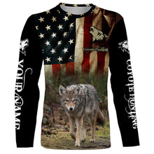 Load image into Gallery viewer, Coyote Hunting American Flag Custom Name 3D all over print Shirts, Coyote Hunting Clothing Gifts FSD109