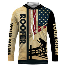 Load image into Gallery viewer, American flag Roofing custom Name UV Protection Shirts for Roofing Contractors, Roofing Expert FSD4057