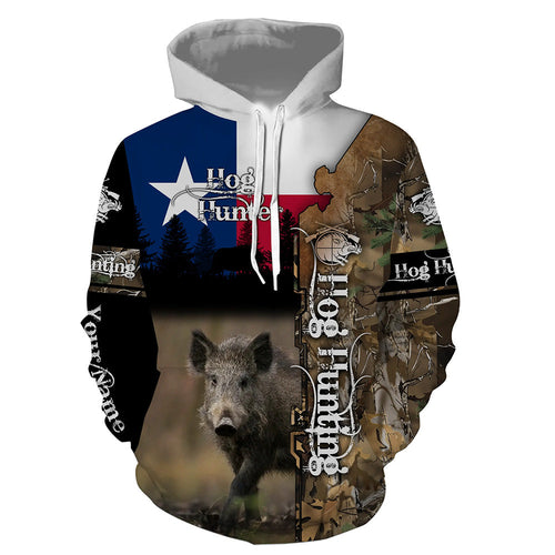 Wild Hog Hunting Texas Flag Camo Custom Name Shirts, TX Hog hunting shirt for hunter FSD332