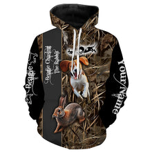 Load image into Gallery viewer, Beagle Dog Chasing the Rabbit Camo Custom Name Shirts, Rabbit Hunting Clothing FSD1044