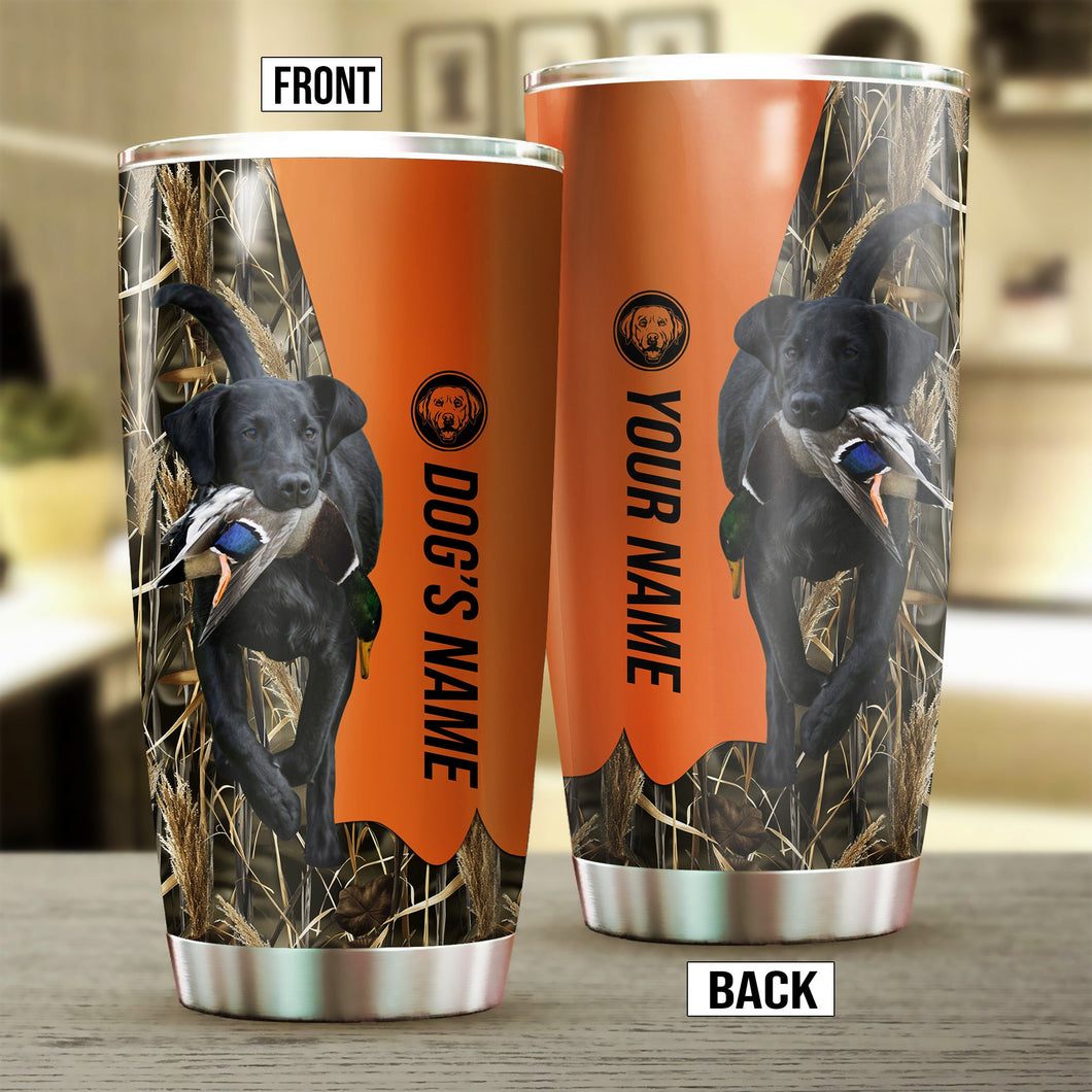 Black Labrador Retriever Birds & Deer shed Hunting Dog Custom name Stainless Steel Tumbler Cup FSD4284