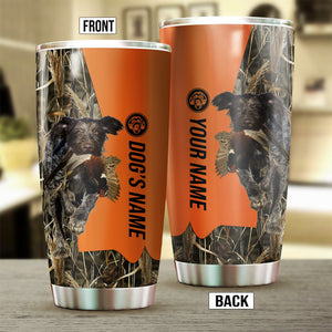 Deutsch Drahthaar Birds & Deer shed Hunting Dog Custom name Stainless Steel Tumbler Cup FSD4296