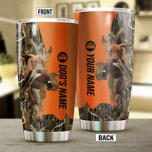 Load image into Gallery viewer, Vizsla Birds &amp; Deer shed Hunting Dog Custom name Stainless Steel Tumbler Cup FSD4297