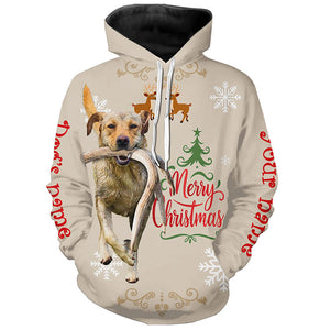 Christmas Yellow Labrador Retriever Hunting Dog Custom Name Shirts, Gifts for Hunters FSD4612