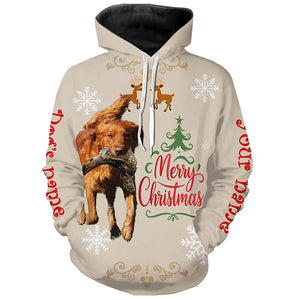 Christmas Red Golden Retriever Hunting Dog Custom Name Shirts, Gifts for Hunters FSD4615