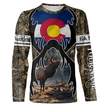 Load image into Gallery viewer, Elk hunting Colorado flag custom Name camo all over print Shirts, Personalized gifts for hunter FSD1556