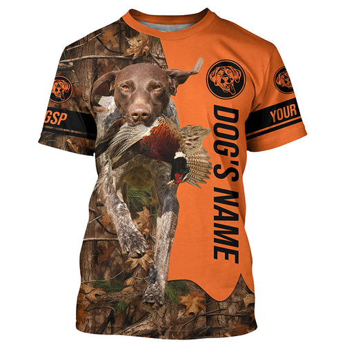 Pheasant Hunting with Dogs GSP Customize Name Shirts, German shorthaired pointer hunting dog shirt FSD4026