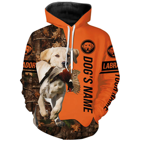 Pheasant Hunting with Dogs Yellow Labs Customize Name Shirts for Bird Hunter, Labrador Retriever shirt FSD4028