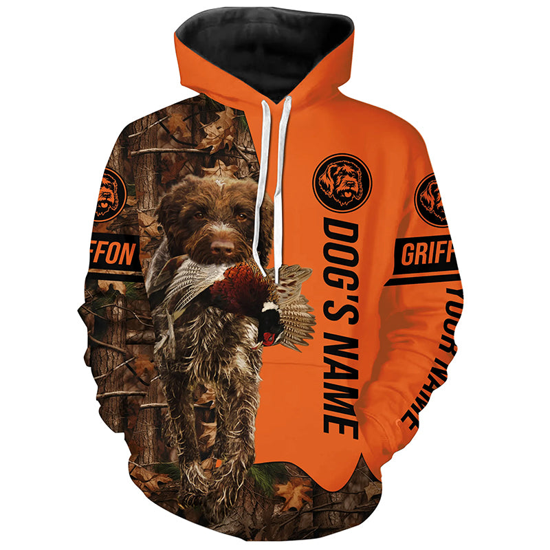 Pheasant Hunting with Dogs Wirehaired pointing Griffon customize Name Shirts for Bird Hunter FSD4031