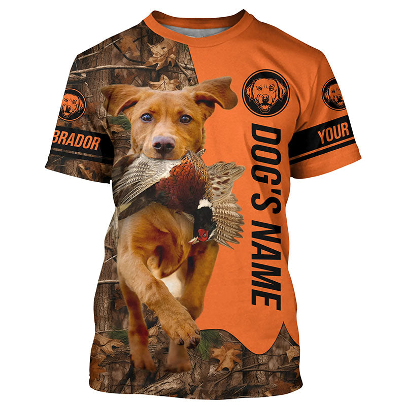 Pheasant Hunting with Dog Fox red Labs Customize Name Shirts for Bird Hunter, pheasant hunter FSD4036