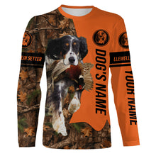 Load image into Gallery viewer, Pheasant Hunting with Dog Llewellin Setter Customize Name Shirts for Bird Hunter, pheasant hunter FSD4039