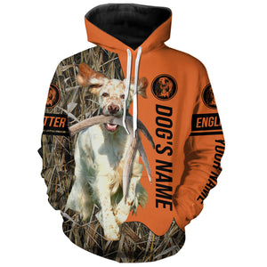 English Setter (orange and white) Hunting Dog Customized Name Shirts for Hunters, Bird Hunting FSD4233