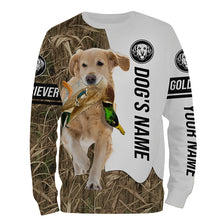 Load image into Gallery viewer, Duck Hunting with Light Golden Retriever Dog Custom Name Camo Full Printing Shirts, Hoodie FSD3587