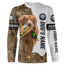 Load image into Gallery viewer, Duck Hunting with Red Golden Retriever Dog Custom Name Camo Full Printing Shirts, Hoodie FSD3588