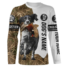 Load image into Gallery viewer, Pheasant Hunting with Llewellin English Setter Dog (Blue belton) Custom Name Camo Full Printing Shirts, Hoodie FSD2684