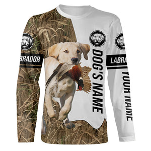 Pheasant Hunting with Yellow Labrador Retriever Custom Name Camo Full Printing Shirts, Hoodie FSD2685