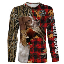 Load image into Gallery viewer, Brittany Pheasant Hunting Dog Red Plaid Camo Custom Name Shirt, Christmas Gifts for Hunters FSD4240