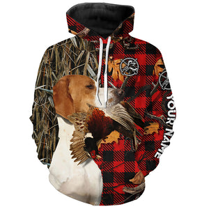 English Pointer (Orange and white) Pheasant Hunting Dog Red Plaid Camo Shirts, Christmas Hunting Gifts FSD4243