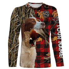 Load image into Gallery viewer, Irish Red &amp; White Setter Pheasant Hunting Dog Red Plaid Camo Custom Name Shirts, Christmas Gifts for Hunters FSD4248