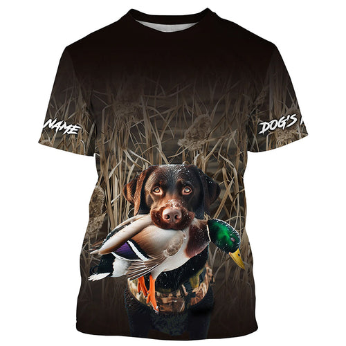 Duck Hunting Waterfowl Camo Chocolate Labrador Dog Hunting Shirts, Personalized Duck Hunting clothes FSD4539