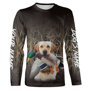 Duck Hunting Waterfowl Camo Yellow Labrador Retriever Dog Shirts, Personalized Duck Hunting clothes FSD4541