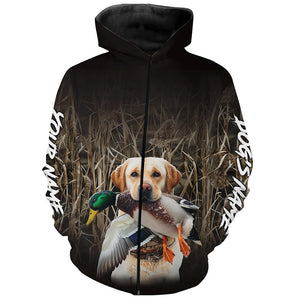 Duck Hunting Waterfowl Camo Yellow Labrador Retriever Dog Shirts, Personalized Duck Hunting clothes FSD4541