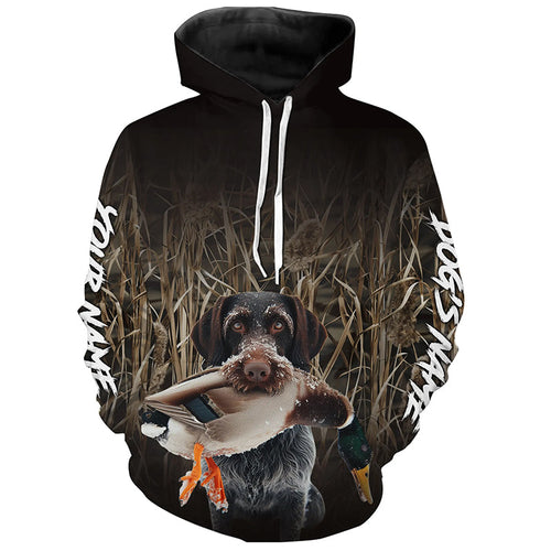 Duck Hunting Waterfowl Camo Deutsch Drahthaar Dog Shirts, Personalized Duck Hunting clothes FSD4542