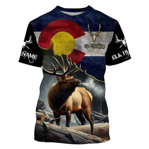 Elk Hunting Colorado flag Custom Name Shirts, CO Elk Hunting Shirt, Gifts for Hunter FSD230