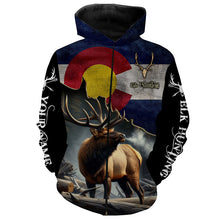 Load image into Gallery viewer, Elk Hunting Colorado flag Custom Name Shirts, CO Elk Hunting Shirt, Gifts for Hunter FSD230