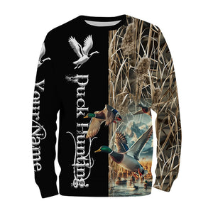 Duck Hunting Waterfowl Camo Custom Name Shirts for Men and Kid, Personalized Duck hunters gifts FSD373