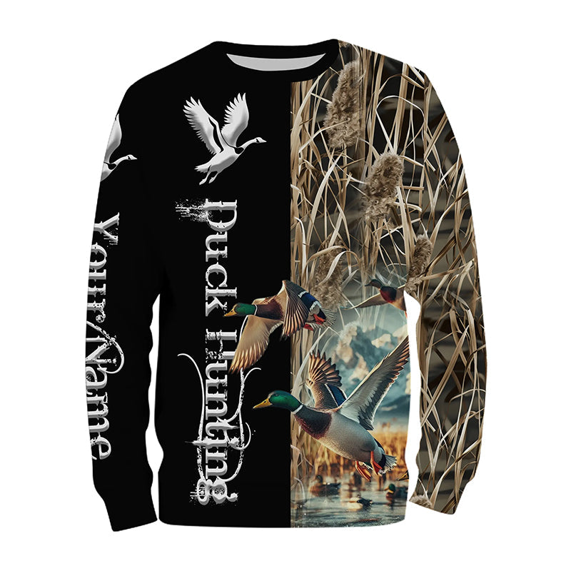 Duck Hunting Waterfowl Camo Custom Name Shirts for Men and Kid, Personalized Duck hunters gifts FSD373