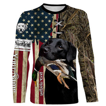 Load image into Gallery viewer, Black Labrador Retriever Hunting Bird Dog Duck Hunter American flag full printing shirt, Hoodie FSD3263