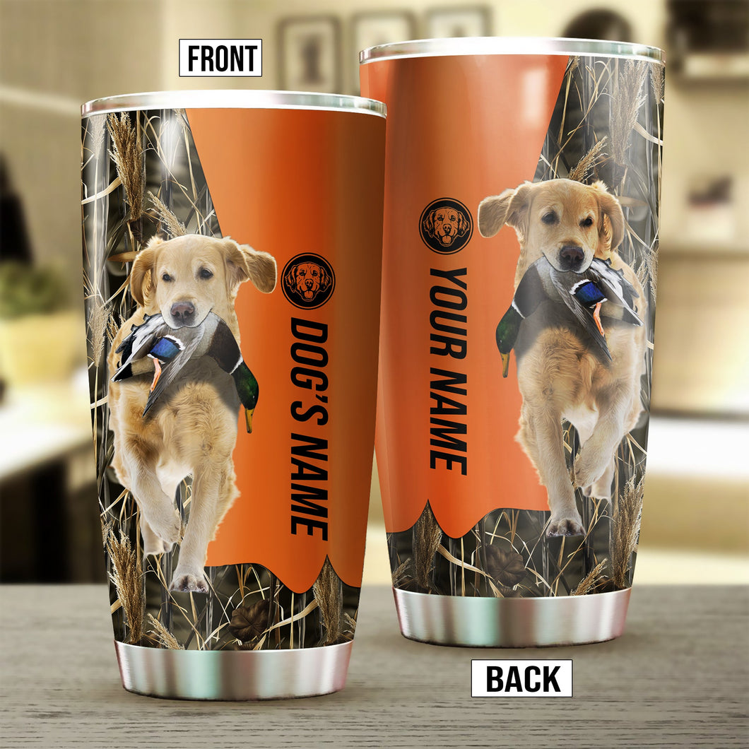 Golden Retriever Birds & Deer shed Hunting Dog Custom name Stainless Steel Tumbler Cup FSD4322