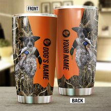 Load image into Gallery viewer, Black and white GSP Birds &amp; Deer shed Hunting Dog Custom name Stainless Steel Tumbler Cup FSD4328