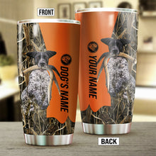 Load image into Gallery viewer, Black and white GSP Birds &amp; Deer shed Hunting Dog Custom name Stainless Steel Tumbler Cup FSD4328