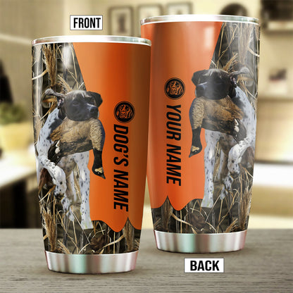 English Pointer Birds & Deer shed Hunting Dog Custom name Stainless Steel Tumbler Cup FSD4331