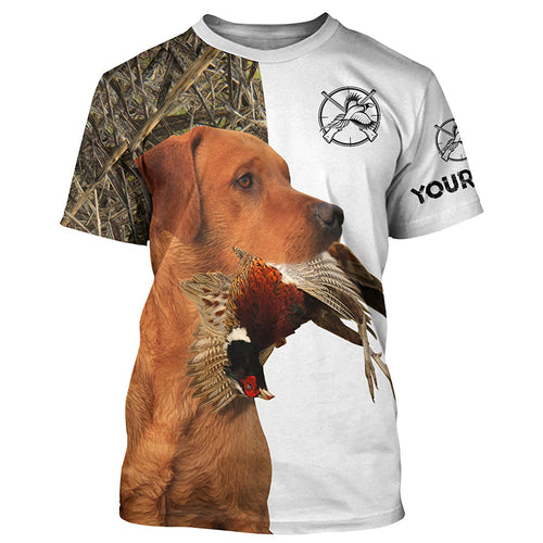 Pheasant Hunting With Dog Fox Red Labrador Custom Name 3D Full Printing Shirts For Men Women - Personalized Hunting Gifts FSD2724