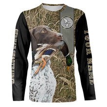 Load image into Gallery viewer, German Shorthaired Pointer Duck Hunting with Dog Waterfowl Camo Custom Name All Over Printed Shirts, Personalized Gifts FSD2584