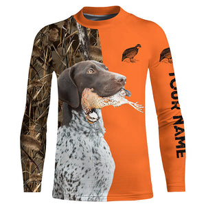 Quail hunting with German Shorthaired Pointer custom bird hunting shirts, Pointing dog hunting gifts FSD3733